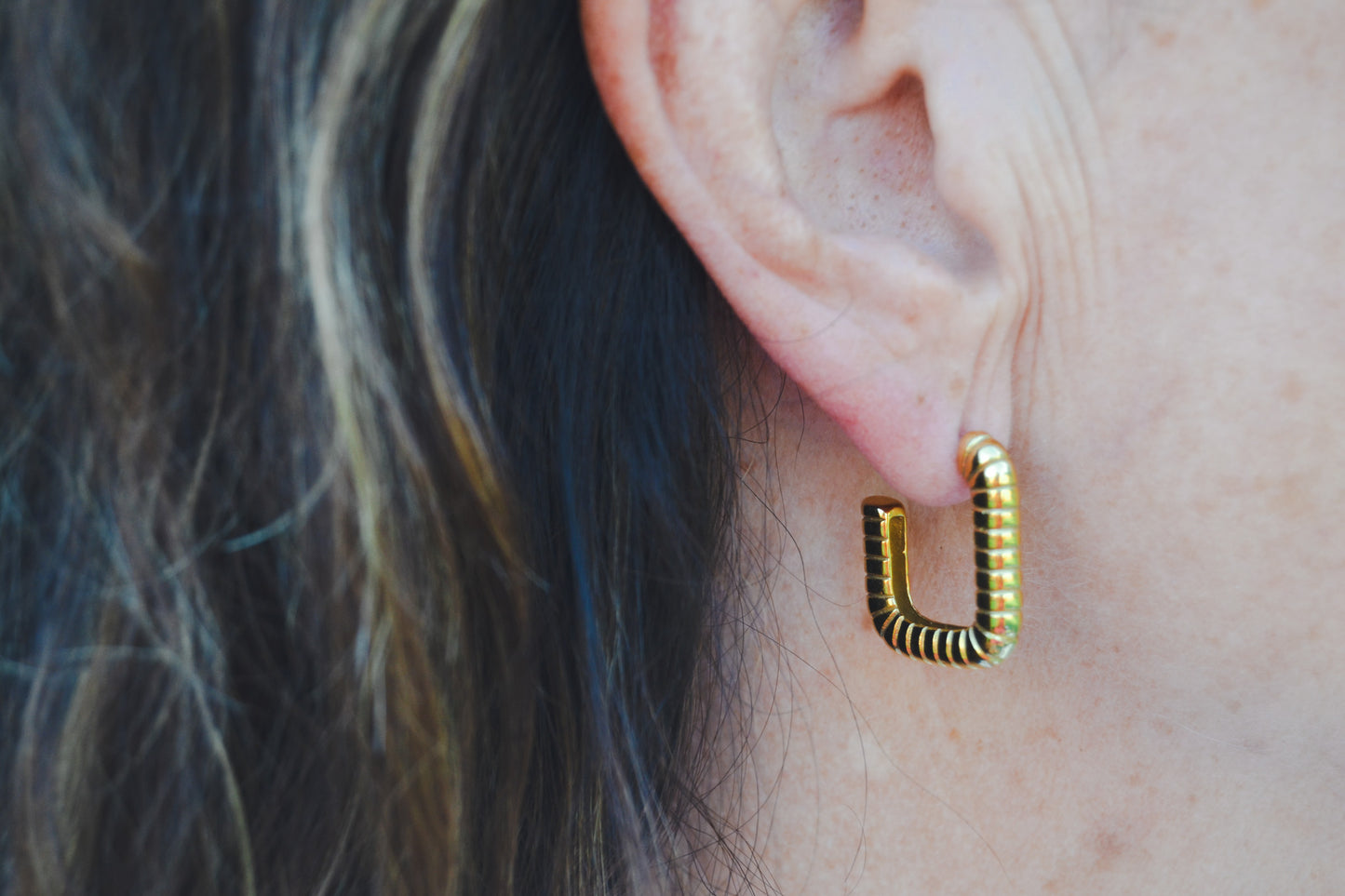 Square Ribbed Earring