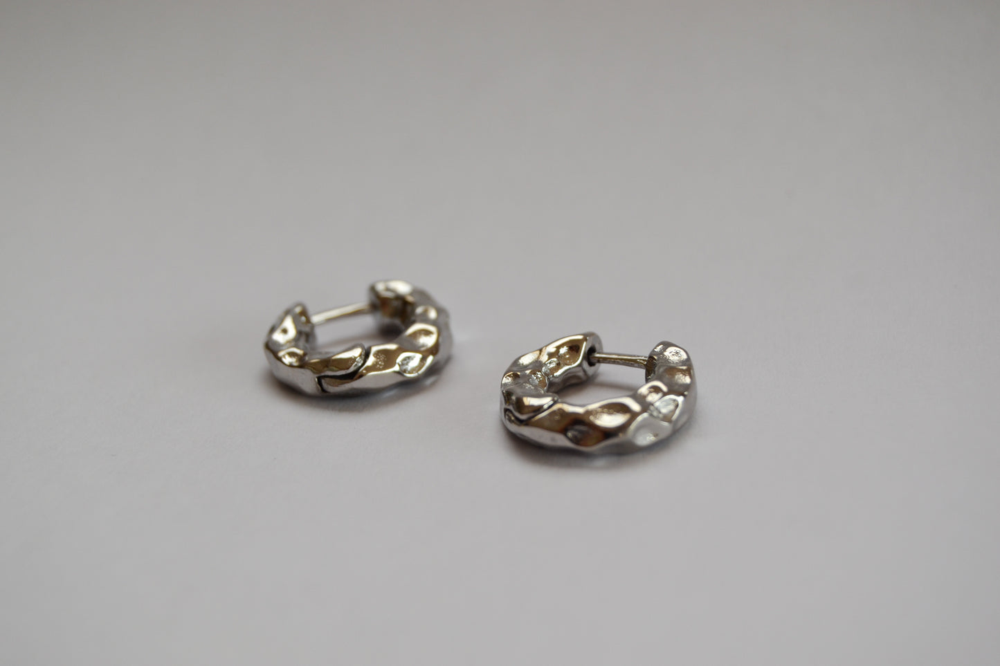 Hammered Huggie Silver