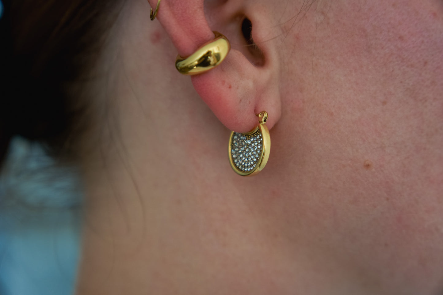 Pavé Disc Hoop Earrings
