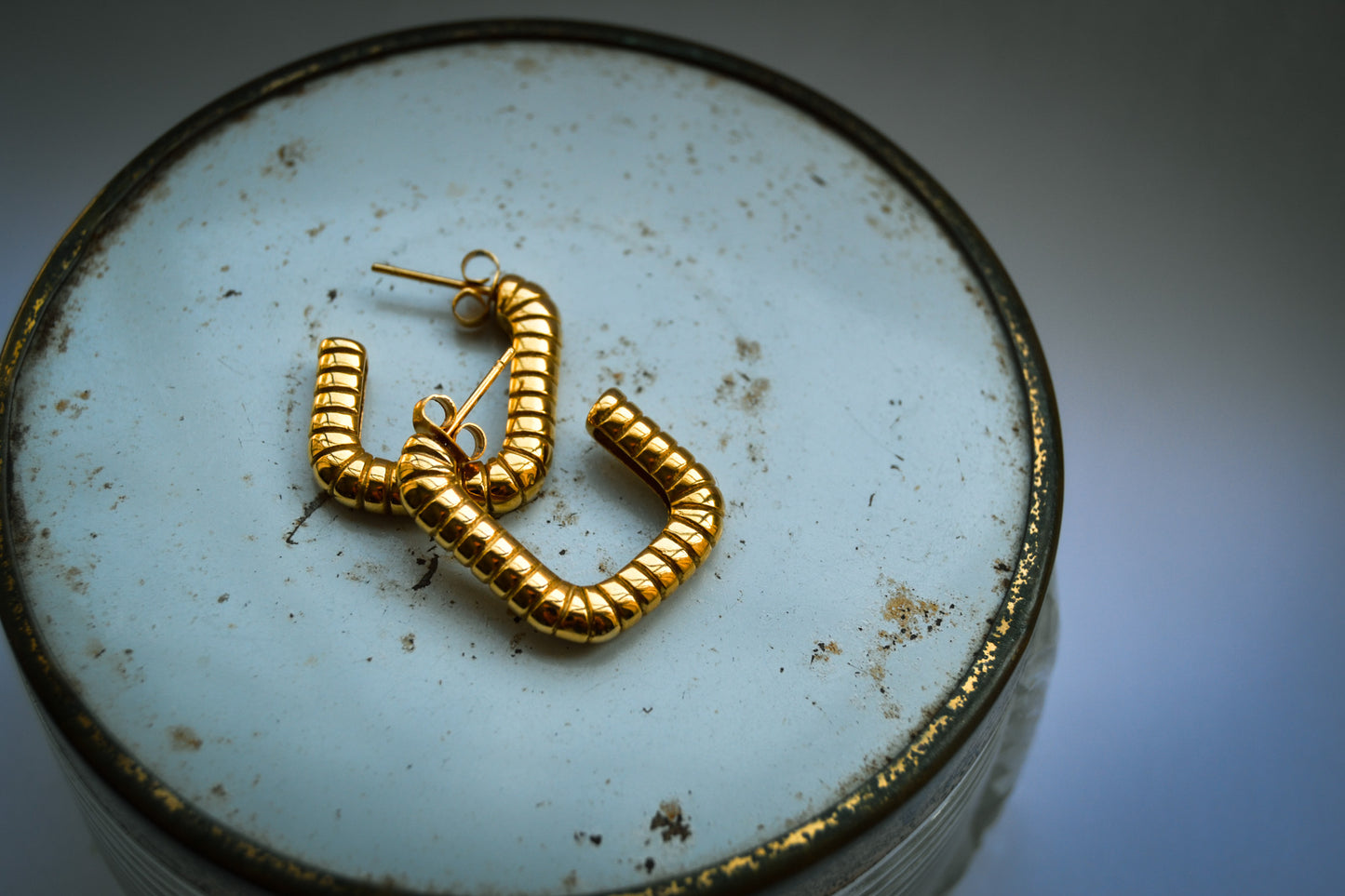 Square Ribbed Earring