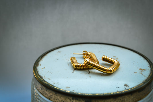 Square Ribbed Earring
