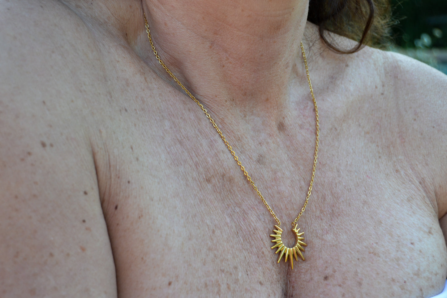 Upside down sunrise necklace