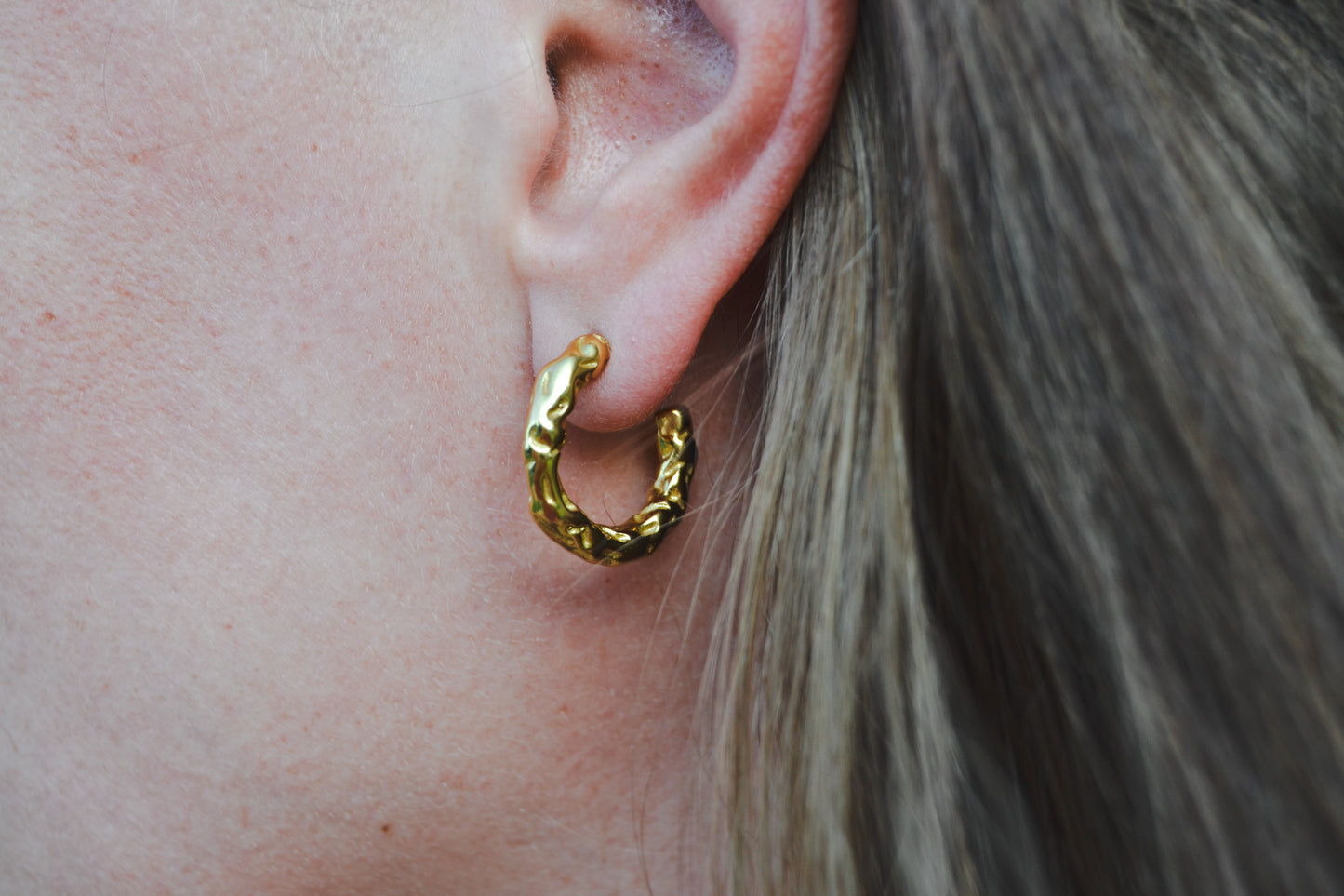 Hammered Huggie Earring