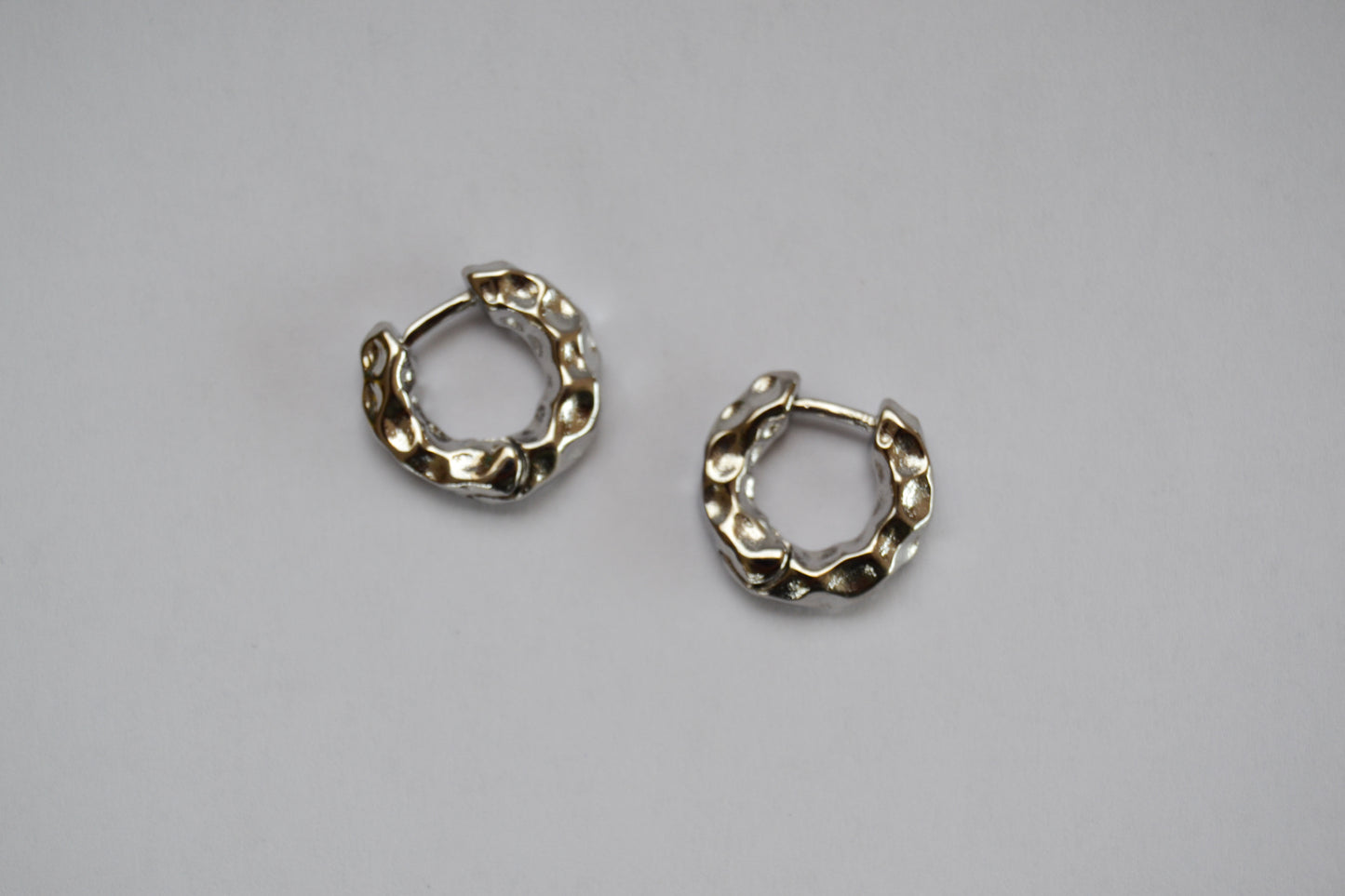 Hammered Huggie Silver