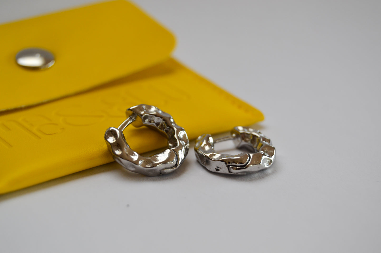 Hammered Huggie Silver