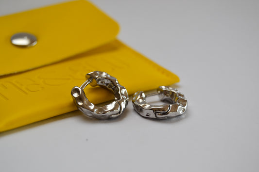 Hammered Huggie Silver