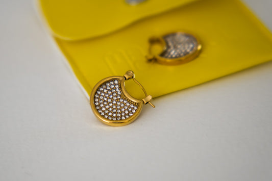 Pavé Disc Hoop Earrings