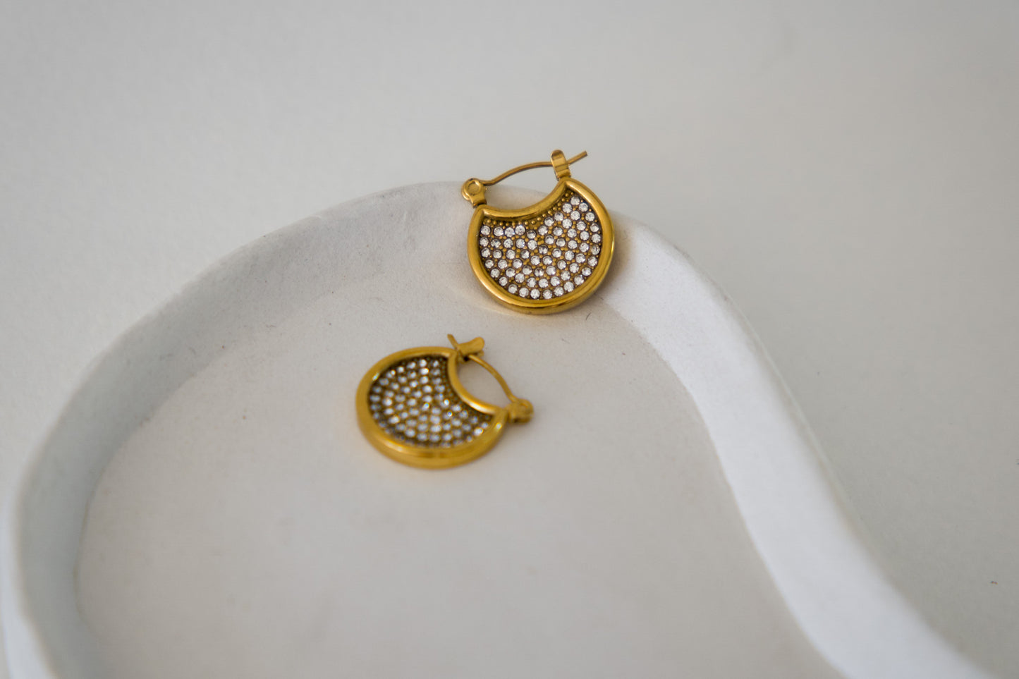 Pavé Disc Hoop Earrings