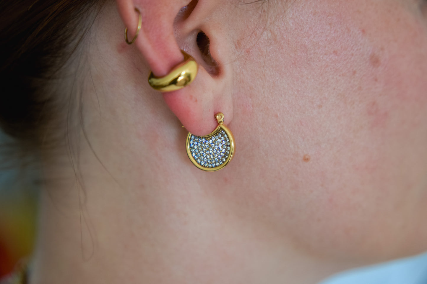 Pavé Disc Hoop Earrings