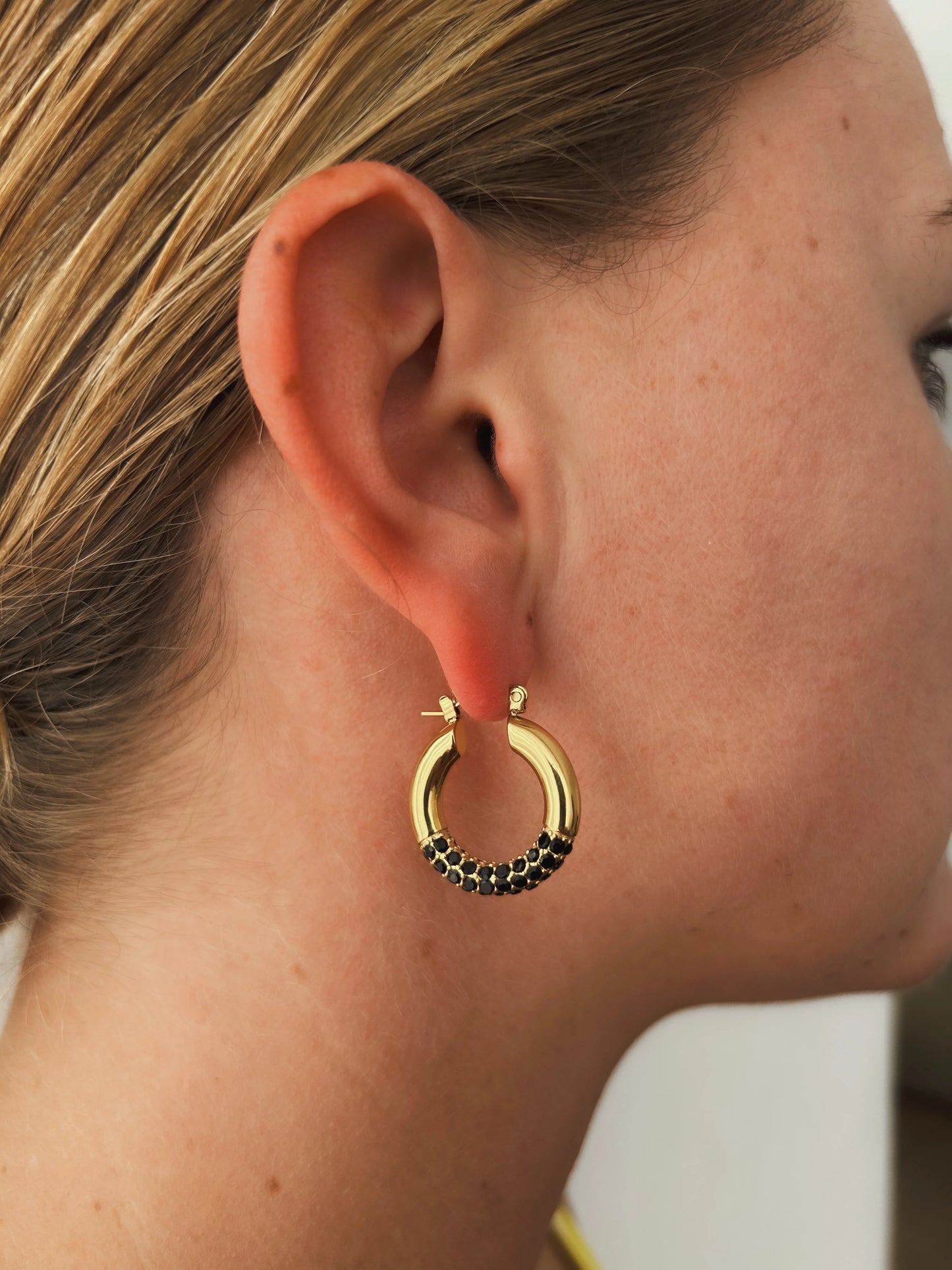 Rhinestones Earrings Black