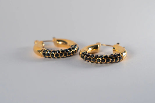 Rhinestones Earrings Black